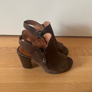 Brown Suede Sandal Booties by Kenneth Cole